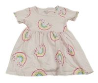 Světlerůžové bavlněné šaty s duhami 