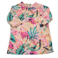 Růžovo-barevné květované UV tričko dunnes