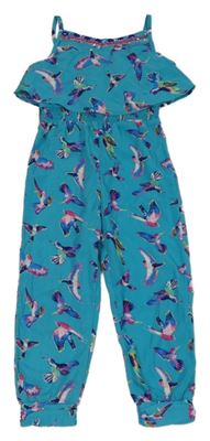 Tyrkysový lehký kalhotový overal s ptáčky Monsoon