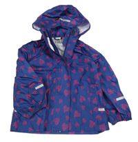 Tmavomodrá nepromokavá jarní bunda se srdíčky a kapucí Pocopiano
