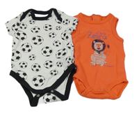 2x body - korálové s lvíčkem + bílo-tmavomodré s míči 