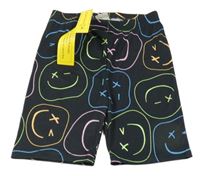 Nové - Černé sportovní kraťasy s barevnými smajlíky Shein