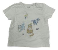 Bílé tričko s kočkami C&A