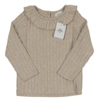 Nové - béžové žebrované úpletové triko s límečkem Primark