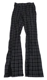 Černo-růžové kostkované flare legíny H&M