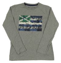 Šedé melírované triko s vlajkou 