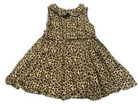 Béžové lehké šaty s leopardím vzorem a límečkem Next