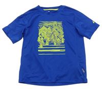 Modré sportovní funkční tričko se stromy a horami McKinley