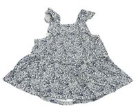 Bílo-šedé květované manšestrové laclové šaty Tu