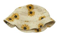 Krémový puntíkatý plátěný klobouk s květy F&F