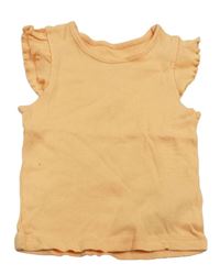 Oranžový žebrovaný top s volánky Primark