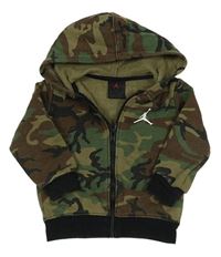Khaki-hnědá army propínací mikina s logem a kapucí Jordan Air