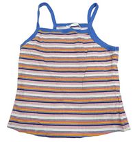Bílo-modro-barevný pruhovaný žebrovaný crop top M&S
