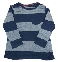 Tmavomodro-bílé melírované pruhované triko H&M