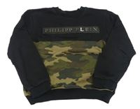 Černo-kahki mikina s army prvkem a nápisem 