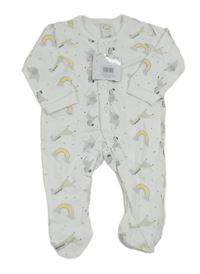 Nové - Bílý overal se zvířátky a duhami 