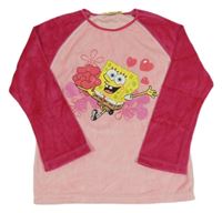 Růžové sametové triko se Spongebobem 