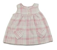 Bílo-růžové kostkované fleecové šaty George