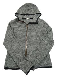 Šedá melírovaná propínací sportovní mikina s kapucí H&M