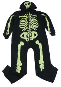 Černá tepláková kombinéza s kapucí - kostlivec George