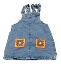 Modré riflové laclové šaty s volánky a kapsami Matalan