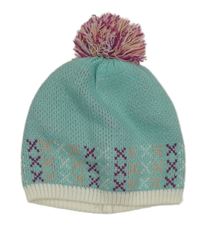 Světlemodro-růžovo-modrá vzorovaná čepice s bambulí Crivit