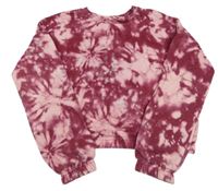 Růžovo-vínová batikovaná crop mikina Primark