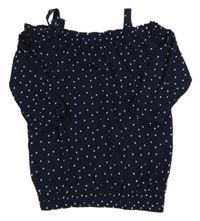 Tmavomodrá halenka s volnými rameny a srdíčky Yigga