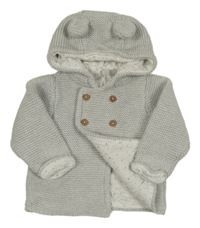 Světlešedý pletený prošitý kabátek s kapucí M&S