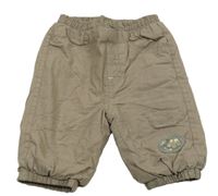 Hnědé plátěné zateplené kalhoty s nášivkou Topolino