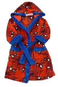 Červeno-modrý plyšový župan s kapucí - Spiderman 