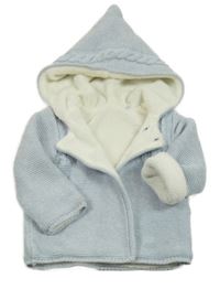 Světlemodrá zateplený propínací svetr s kapucí Tu