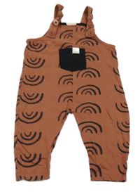 Cihlovo-černé laclové tepláky s duhami 