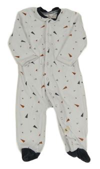 Bílo-barevný vzorovaný sametový overal Kuniboo