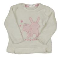 Bílo-růžová plyšová mikina se zvířátky Ergee