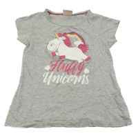 Šedé tričko s jednorožcem 