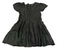 Černé zateplené koženkové šaty 