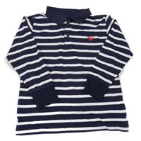 Tmavomodro-bílé pruhované polo triko s dinem Next