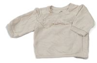 Béžová mikina s volánkem s madeirou H&M