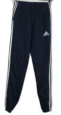 Dámské tmavomodré cuff tepláky s pruhy Adidas 