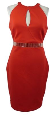 Dámské červené pouzdrové šaty s průstřihem Amisu 