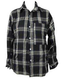 Dámská černo-modro-bílá kostkovaná halenka 