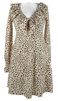 Dámské světlerůžovo-černé vzorované šaty s fiží Topshop 