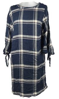 Nové - Dámské tmavomodro-bílé kostkované šaty New Look 
