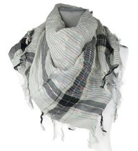 Dámský bílý pruhovaný šátek s třásněmi 