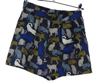 Dámské tmavomodré strukturované sukňové kraťasy s kočkami H&M