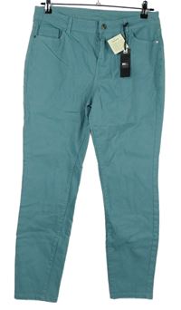 Nové - Dámské světlemodré plátěné slim petite kalhoty TU 