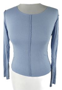 Nové - Dámské světlemodré úpletové crop triko Stradivarius 
