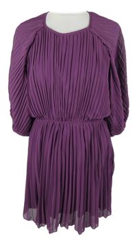 Dámské fialové plisované šifonové šaty Boohoo 