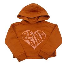 Oranžová crop mikina se srdíčkem a kapucí Matalan
